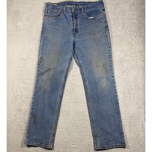 Levi's 514 Straight Fit Jeans Mens 36x30 Blue Medium Wash Denim Pants Distressed